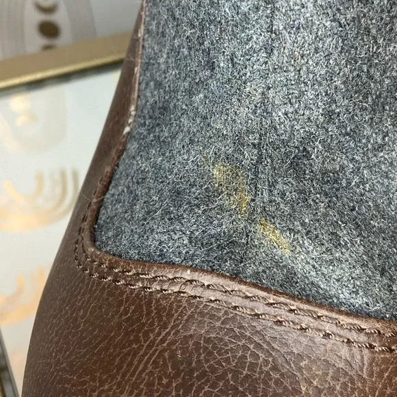 Elle Brown and Gray Heeled Boots with Chunky Sole - Picture 5 of 15